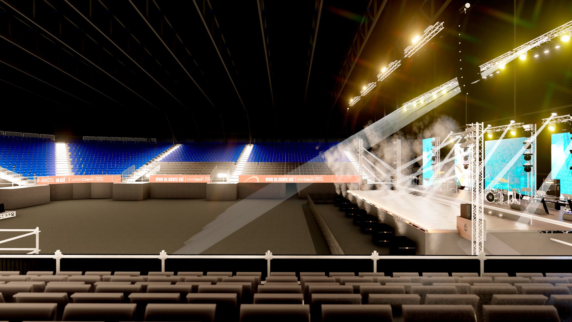 Vista frontal del escenario del Vive Claro Music Hall